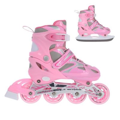 32. Łyżworolki Nils Extreme 2w1 Pink r.39-42 NH18366 A