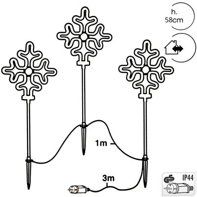 3. LAMPKI DEKORACYJNE ZEW ŚCIEŻKA STICK 3SZT PŁATEK ŚNIEGU NEON