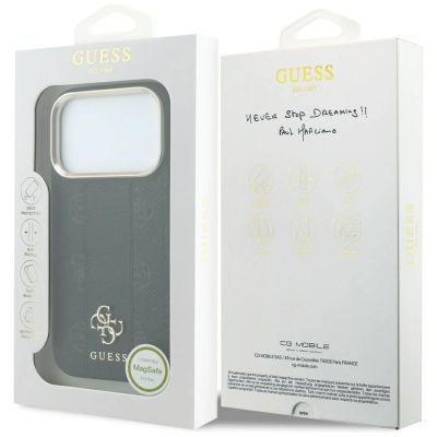 8. Etui Guess Stripe Peony 4G Logo MagSafe na iPhone 17 Pro / 18 Pro - czarne