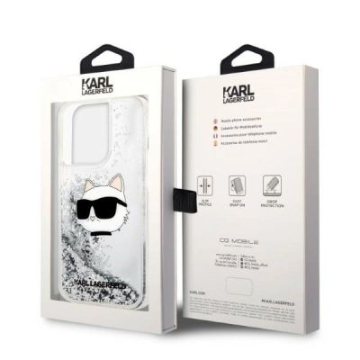 8. Etui Karl Lagerfeld Glitter Choupette Head na iPhone 14 Pro Max - srebrne