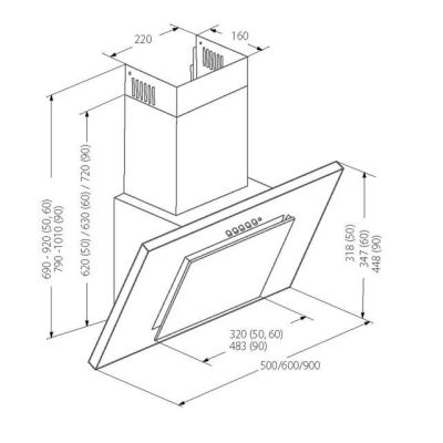 2. Okap kominowy AKPO WK-4 NERO LINE ECO 50 BIAŁY (162 m3/h; 500mm; kolor biały)