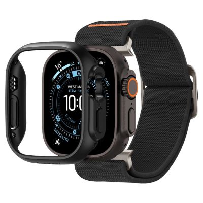 Zestaw etui Spigen Thin Fit + pasek Spigen Lite Fit Ultra na Apple Watch Ultra (49 mm) - czarne matowe