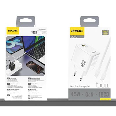 5. Ładowarka sieciowa Dudao A28C 45W GaN + kabel USB-C - biała