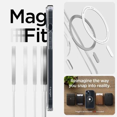 9. Etui Spigen Ultra Hybrid Mag z MagSafe na iPhone 14 Plus - przezroczysto-szare
