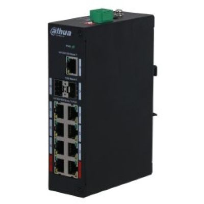 5. Przełącznik Dahua Technology PFS3211-8GT-120-V2, PoE, gigant sieciowy, montaż na biurku/ścianie, czarny
