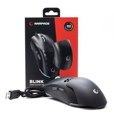 9. RAMPAGE MYSZ GAMINGOWA PRZEWODOWA 12800DPI BLINK BLACK