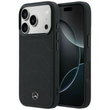Etui Mercedes Leather Mesh with Bow Line MagSafe na iPhone 17 Pro - czarne
