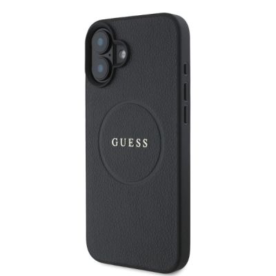 3. Etui Guess Grained Gold Ring MagSafe na iPhone 16 - czarne