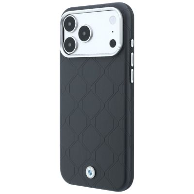 2. Etui BMW Sign Deboss Quilted Metal Logo MagSafe na iPhone 18 Pro / 17 Pro - ciemnoszare