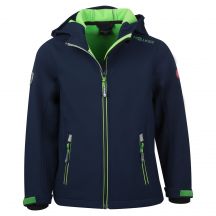 Kurtka softshellowa dziecięca TrollKids Kids Trollfjord Jacket navy/light green elementy odblaskowe granatowa (161-120)