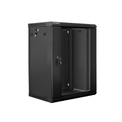 5. Lanberg Szafa rack 19 cali Wall-Mount 15U/600x450 V2 czarna, drzwi szklane
