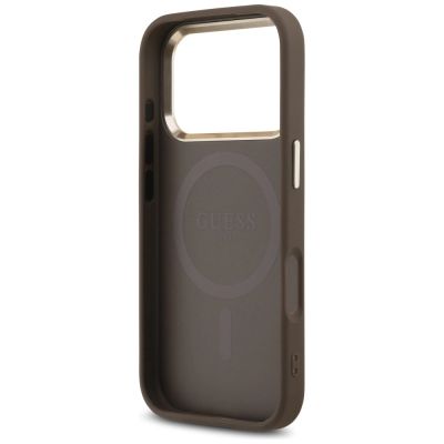 7. Etui Guess 4G Triangle Logo MagSafe na iPhone 17 Pro - brązowo-złote