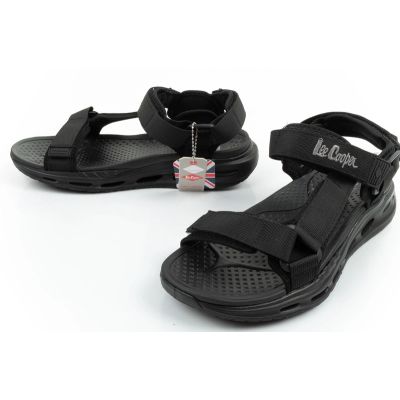 8. Lee Cooper buty męskie sandały na rzepy na lato czarne lekkie