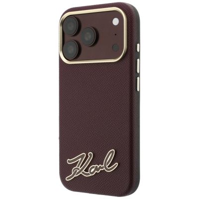 2. Etui Karl Lagerfeld Grained with Resin Signature Logo MagSafe na iPhone 18 Pro / 17 Pro - burgundowe