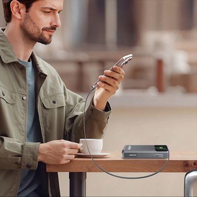 6. Powerbank Dudao K31 Pro 45W 20000mAh z wbudowanym zwijanym kablem USB-C - szary