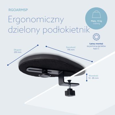 35. Podłokietnik ergonomiczny SPLIT/BLACK RGOARMSP R-GO TOOLS