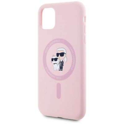 6. Etui Karl Lagerfeld Silicone Karl&Choupette MagSafe na iPhone 11 - różowe
