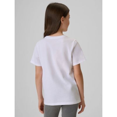 2. T-shirt bawełniany dziewczęcy 4F 4FJRSS26TTSHF3982-11S