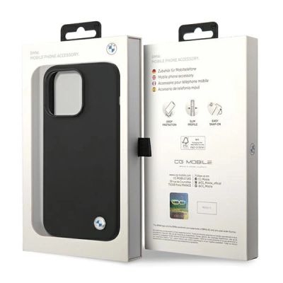 8. Etui BMW Silicone Metal Logo na iPhone 15 Pro Max - czarne