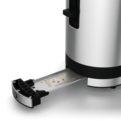 5. Toster WMF, 2 krążki, kolor srebrny, stal szlachetna, moc 900 W, napięcie wejściowe AC 220-240 V, częstotliwość 50/60 Hz, szerokość 366 mm, głębokość 110 mm, wysokość 156 mm