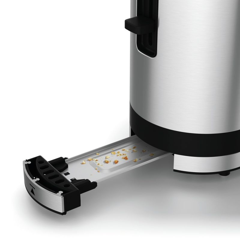 5. Toster WMF, 2 krążki, kolor srebrny, stal szlachetna, moc 900 W, napięcie wejściowe AC 220-240 V, częstotliwość 50/60 Hz, szerokość 366 mm, głębokość 110 mm, wysokość 156 mm