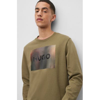 5. Bluza męska Hugo Boss z bawełaninej dzianiny z nadrukiem zielona (50488906-345)