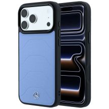 Etui Mercedes Leather Mesh with Bow Line MagSafe na iPhone 18 Pro / 17 Pro - niebieskie