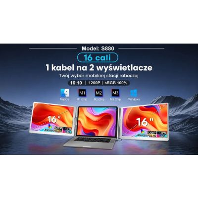 17. 16" 2-ekranowy monitor do laptopów 12" do 18.5" EXTRALINK SMART LIFE