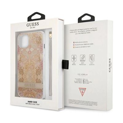 8. Etui Guess Flower Strap na iPhone 13 mini - złote