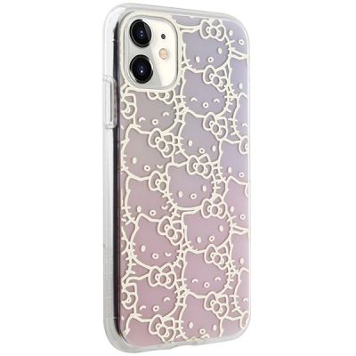 4. Etui Hello Kitty IML Gradient Electrop Crowded Kitty Head na iPhone 11 / Xr - różowe