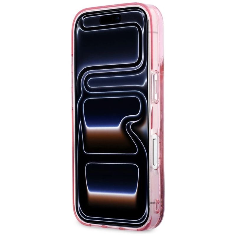 5. Etui Karl Lagerfeld Liquid Glitter Karl Script Logo MagSafe na iPhone 17 Pro - różowe