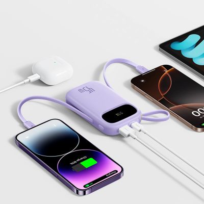 5. Powerbank Baseus EnerFill FC31 20000mAh 45W z wyświetlaczem z kablami USB-C i Lightning - fioletowy
