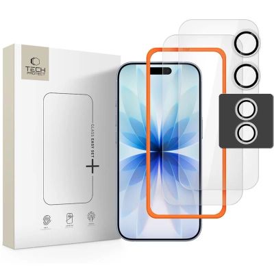 Szkło hartowane Tech-Protect Easy Set+ 3-pack na iPhone 17- przezroczyste