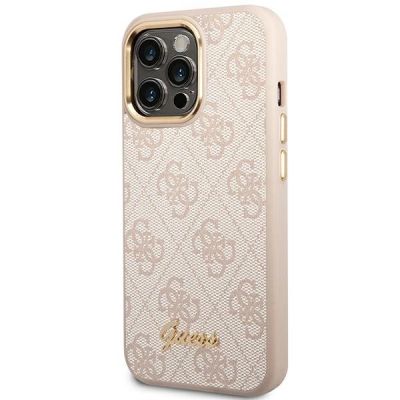 2. Etui Guess 4G Vintage Gold Logo na iPhone 14 Pro Max - różowe
