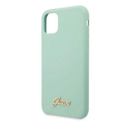3. Etui Guess Silicone Vintage Gold Logo na iPhone 11 Pro Max - zielone