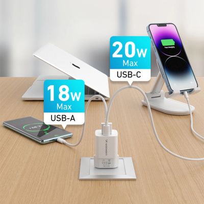 12. Ładowarka sieciowa Wozinsky WWCEAC GaN USB-A USB-C 33W - biała