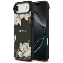 Etui Guess Grained Flowers Classic Logo MagSafe na iPhone Air - czarne
