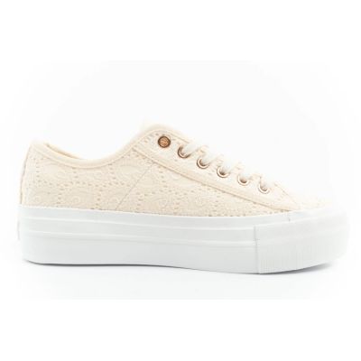 4. Lee Cooper buty sportowe damskie trampki koronkowe beżowe platforma