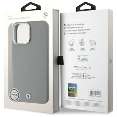8. Etui BMW Sign Full Wrapped Metal MagSafe na iPhone 16 Pro Max - szare
