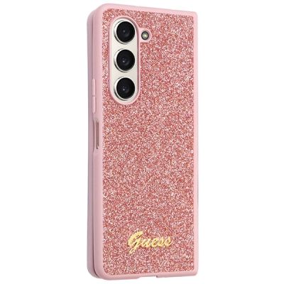 5. Etui Guess Glitter Script na Samsung Galaxy Z Fold 5 - różowe