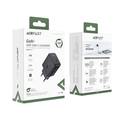 5. Acefast ładowarka sieciowa GaN USB Typ C 30W, PD, QC 3.0, AFC, FCP czarny (A21 black)