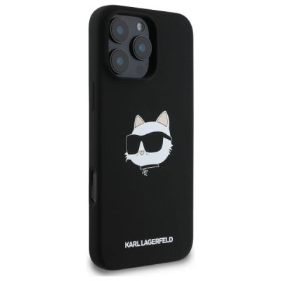 4. Etui Karl Lagerfeld Silicone Choupette Head Print MagSafe na iPhone 16 Pro - czarne