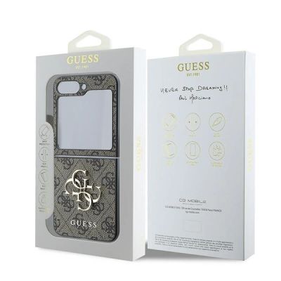 8. Etui Guess Leather 4G Metal Logo na Samsung Galaxy Z Flip 6 - brązowe