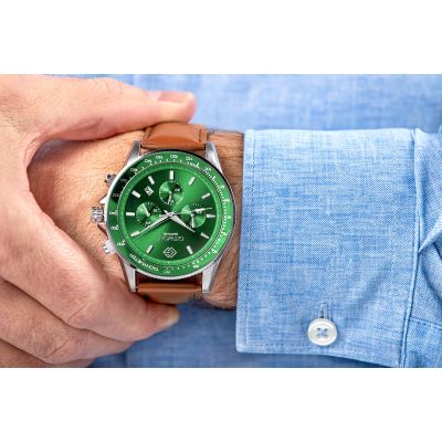 4. Zegarek Męski Giewont Chronograph Sapphire Brązowo Zielony GW3520-A6