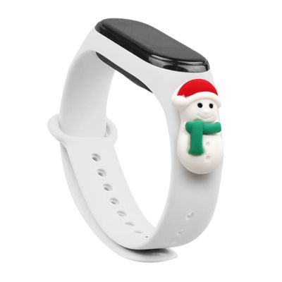 Opaska Strap Xmas do Xiaomi Mi Band 3 / 4 świąteczny silikonowy pasek bransoletka z bałwankiem - biała