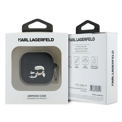 3. Etui Karl Lagerfeld Silicone Karl&Chaupette Head 3D na AirPods 4 - czarne