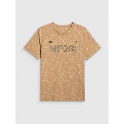 7. T-shirt regular z nadrukiem męski 4F 4FRAW25TTSHM3379-83A