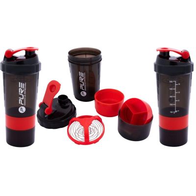 2. BIDON FITNESS SHAKER 500ML GREY RED PURE 2 IMPROVE