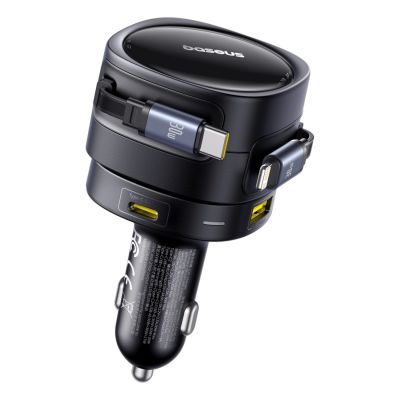 6. Ładowarka samochodowa Baseus Enjoyment Max 90W 2x USB-C + kabel USB-C i Lightning – czarna