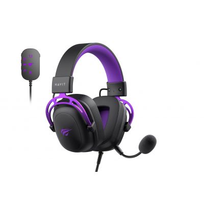 2. Słuchawki gamingowe Havit H2002+U (czarno-fioletowy)